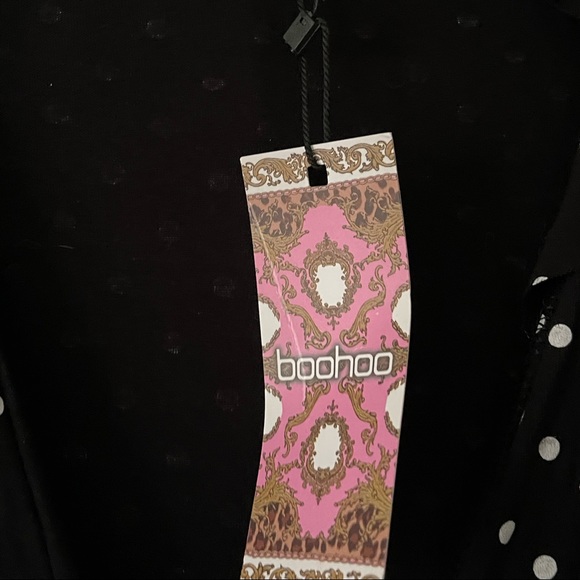 BOOHOO Black and White Polka Dot Dress - Size 8 - Picture 4 of 7